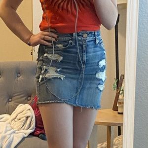 American Eagle Distressed Jean Skirt